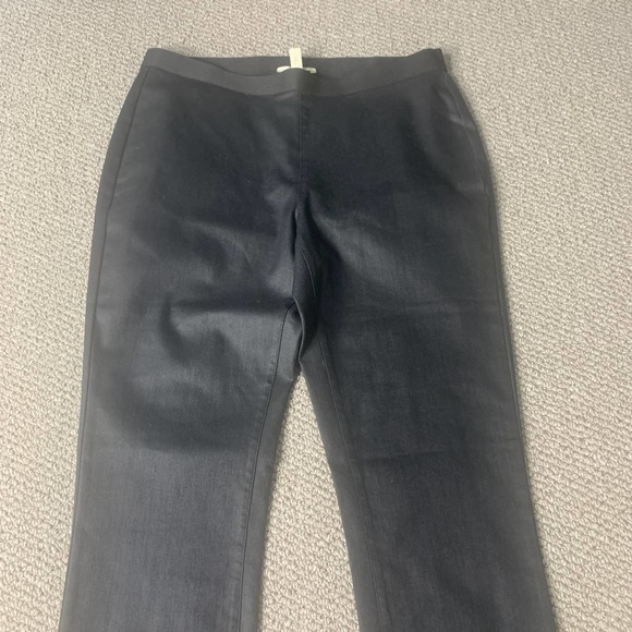 Eileen Fisher Womens Pants Size Small Black Coated Skinny Leg Pull On Mid Rise - Picture 2 of 12